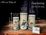  Ống hương Sen, Ống cắm hương Men rạn đắp nổi PA 