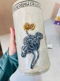  Ống hương Sen, Ống cắm hương Men rạn đắp nổi PA 