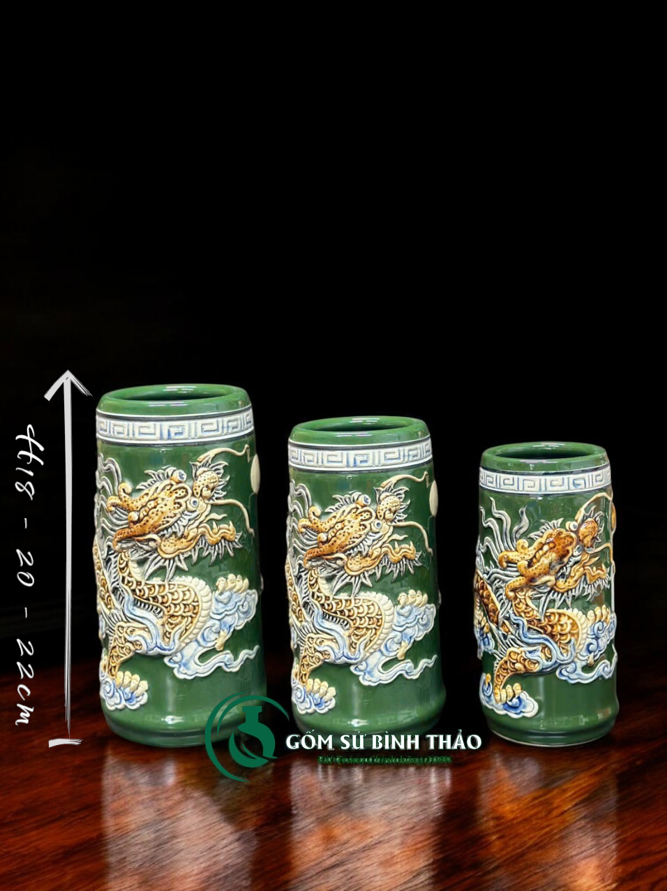  [Hợp mệnh MỘC - HỎA] Bộ đồ thờ Ban Thần Tài/ Bộ thờ Tài Địa Gốm sứ Bát Tràng 