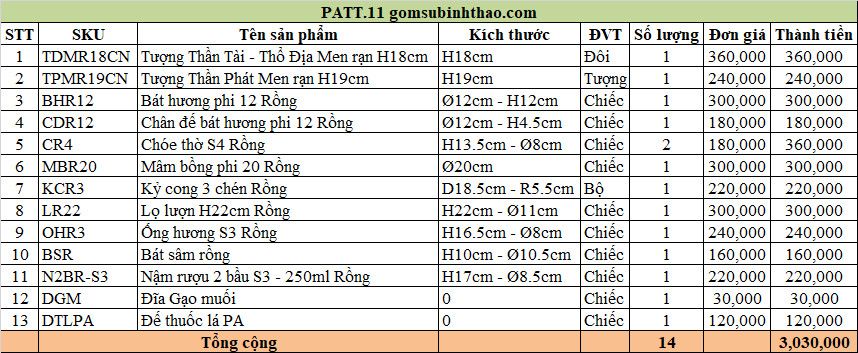  Ban thờ Tài Địa Cơ bản - Men rạn Đắp nổi Gốm Nghệ nhân Bát Tràng PATT11 