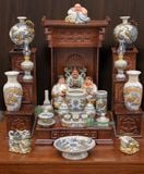  Trọn bộ bàn thờ ông địa Men rạn Đắp nổi - Gốm nghệ nhân Bát Tràng PATT13 