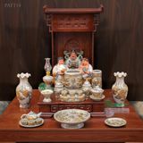  Bộ thờ Thần Tài Vượng phát Men rạn Đắp nổi Vẽ vàng 24K Cao cấp - Gốm nghệ nhân Bát Tràng PATT14 