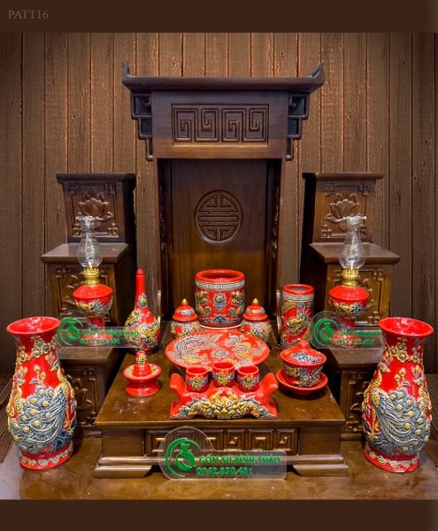  Bộ thờ Thần Tài Hợp mệnh Hỏa & Thổ - Gốm nghệ nhân Bát Tràng PATT16 