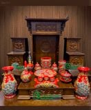  Bộ đồ thờ Thần tài Hợp mệnh Hỏa & Thổ - Gốm nghệ nhân Bát Tràng PATT17 