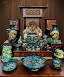  Trọn bộ bàn thờ ông địa Gốm sứ Bát Tràng Hợp mệnh Mộc & Hỏa - Gốm nghệ nhân Bát Tràng PATT20 