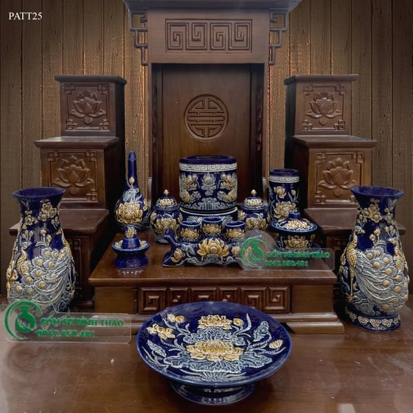  Bộ đồ thờ Tài Địa Hợp mệnh Thủy & Mộc - Gốm nghệ nhân Bát Tràng PATT25 