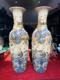  Lộc Bình Phúc Đức Cửu Ngư men rạn đắp nổi Bát Tràng LBPD-PA 