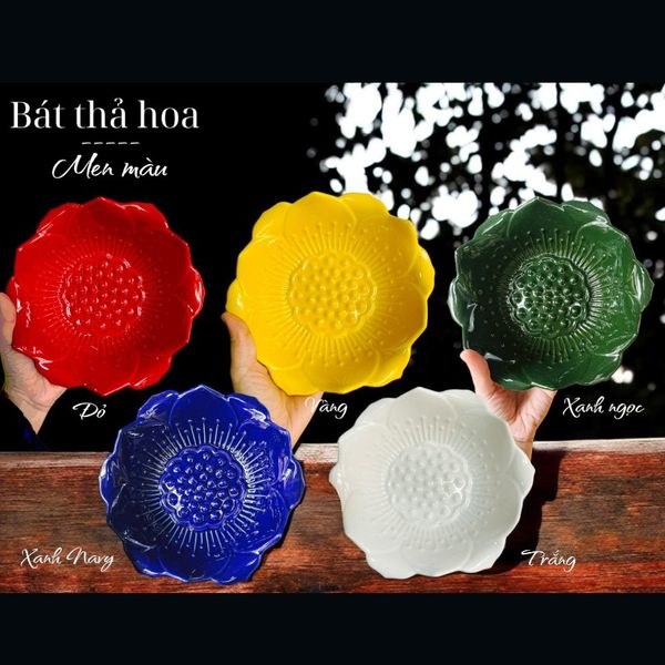  Bát thả hoa / Minh đường Tụ thủy Men màu 