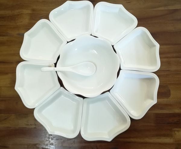  Bộ bát đĩa hoa hướng dương gốm sứ Bát Tràng 