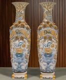  Lộc Bình Phúc Đức Cửu Ngư men rạn đắp nổi Bát Tràng LBPD-PA 