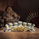  Bộ đồ thờ thần tài Bát Tràng men rạn đắp nổi 3N6 