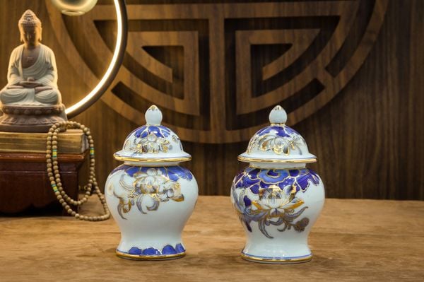  Bộ đồ thờ Men rong vẽ Vàng Cao Cấp Hàng Nghệ Nhân Bát Tràng VH003 