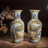  Lọ lộc bình Rồng Men rạn Đắp nổi PA 
