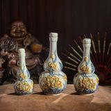  Đồ thờ Phật Hoa sen Men Rạn đắp nổi Bát Tràng hàng Nghệ nhân MRPA05 