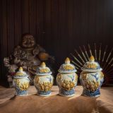  Đồ thờ gốm bát tràng họa tiết Hoa sen Men Rạn đắp nổi Bát Tràng hàng Nghệ nhân MRPA08 