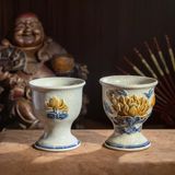  Bộ đồ thờ Hoa sen thờ Phật Men Rạn đắp nổi Bát Tràng hàng Nghệ nhân MRPA09 