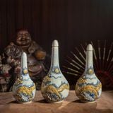  Bộ đồ thờ Gốm sứ Bát Tràng Ban thờ 1 Bát hương Men Rạn đắp nổi Bát Tràng hàng Nghệ nhân MRPA03 