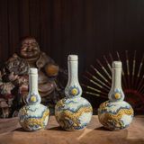  Bộ đồ thờ thần tài Bát Tràng men rạn đắp nổi PATT01 