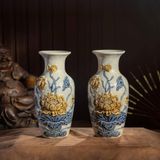  Bộ đồ thờ Hoa sen thờ Phật Men Rạn đắp nổi Bát Tràng hàng Nghệ nhân MRPA09 