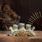  Bộ đồ thờ cúng 1 Bát hương Men Rạn đắp nổi Bát Tràng hàng Nghệ nhân MRPA04 