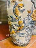  Lộc Bình Phúc Đức Cửu Ngư men rạn đắp nổi Bát Tràng LBPD-PA 