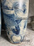  1m4 - Lọ Lục Bình Phúc Đức Cửu Ngư Men Rạn cổ Bát Tràng HL 