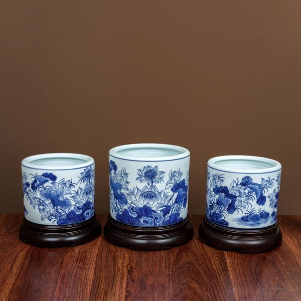  Bộ đồ thờ Bát Tràng men Lam Cao Cấp Nghệ nhân vẽ tay MLLA8 