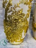  H60 - Lọ lộc bình Công đào men rạn đắp nổi dát vàng 