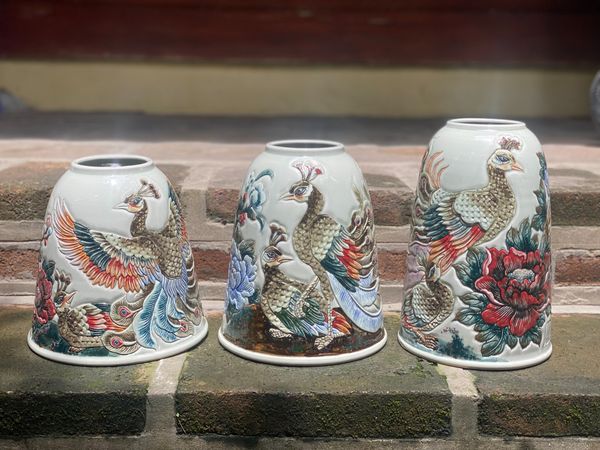  Chuông Công Mẫu Đơn Phú Quý - Nghệ nhân Bát Tràng vuốt tay 