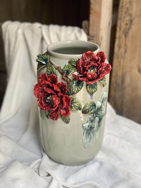  Bình hoa mẫu đơn - Nghệ nhân Bát Tràng vuốt tay 