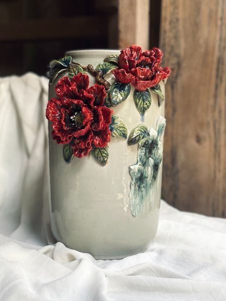  Bình hoa mẫu đơn - Nghệ nhân Bát Tràng vuốt tay 