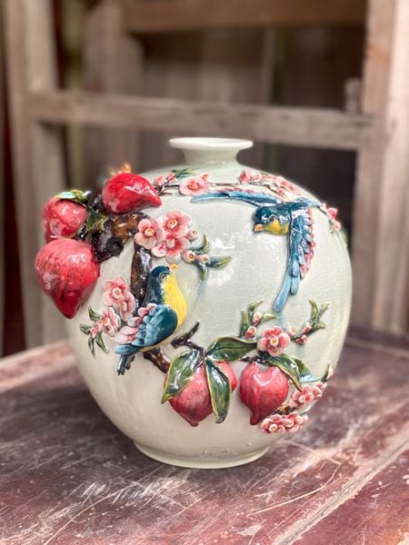  Hút lộc Chim Đào - Nghệ nhân Bát Tràng vuốt tay 