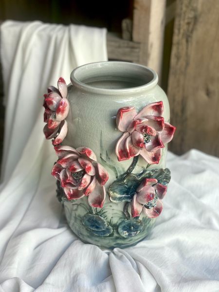  Bình Liên hoa - Nghệ nhân Bát Tràng vuốt tay 