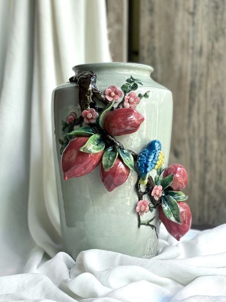  Thạp Chim Đào - Nghệ nhân Bát Tràng vuốt tay 