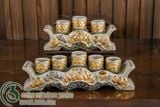  Bồ đồ thờ 3 Bát hương Gốm sứ Bát Tràng Vẽ Vàng 24K Cao cấp Men rạn Đắp nổi - Hàng Nghệ nhân MRVV05 