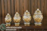  Bộ đồ thờ Phật Hoa Sen Men Rạn đắp nổi Vẽ Vàng 24K Cao cấp Bát Tràng hàng Nghệ nhân PAVK05 