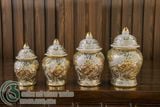  Bồ thờ Gia tiên Đầy đủ Gốm sứ Bát Tràng Vẽ Vàng 24K Cao cấp Men rạn Đắp nổi - Hàng Nghệ nhân MRVV01 