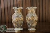  Bộ đồ thờ Gốm sứ Bát Tràng Vẽ Vàng 24K Cao cấp Men rạn Đắp nổi - Hàng Nghệ nhân MRVV03 