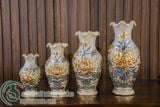  Bồ đồ thờ 3 Bát hương Gốm sứ Bát Tràng Vẽ Vàng 24K Cao cấp Men rạn Đắp nổi - Hàng Nghệ nhân MRVV05 