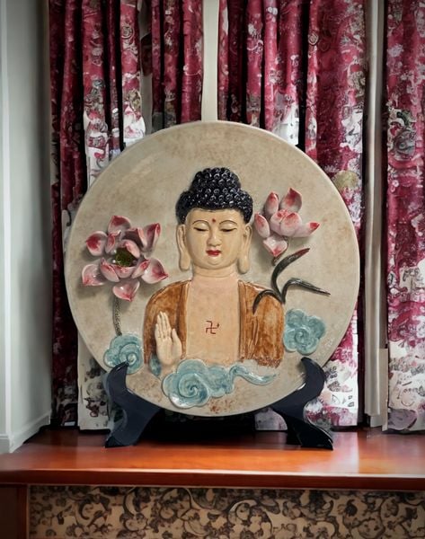  Đĩa Phật A Di Đà - Nghệ nhân Bát Tràng vuốt tay 