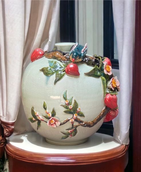  Hút lộc Chim Đào - Nghệ nhân Bát Tràng vuốt tay 