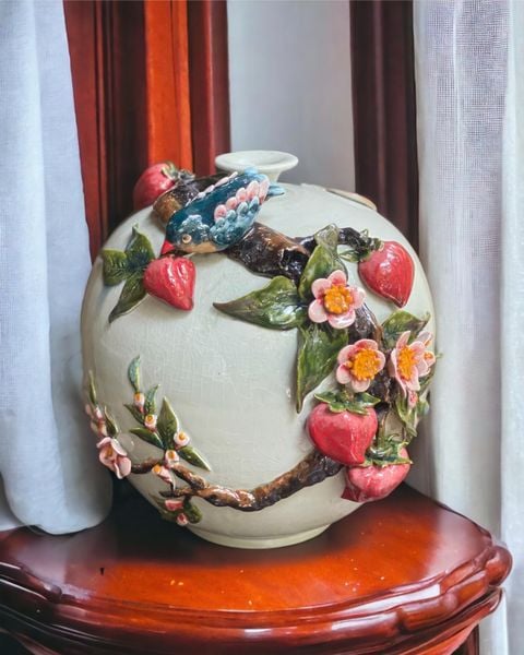  Hút lộc Chim Đào - Nghệ nhân Bát Tràng vuốt tay 