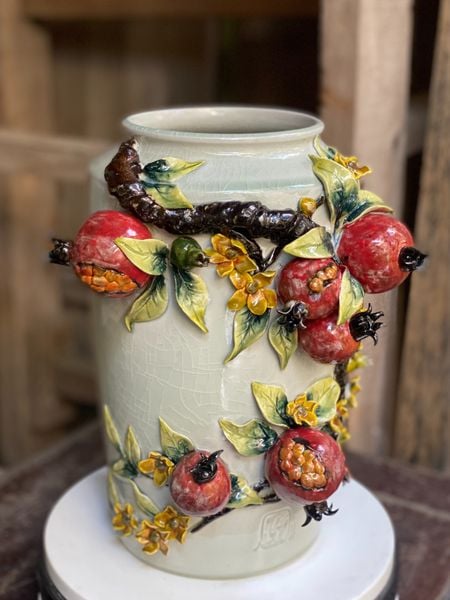  Bình Lựu Khai Bách Tử - Hàng Nghệ nhân Bát Tràng Đắp tay 