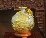  Bình hút lộc Men rạn Đắp nổi Dát vàng - Hàng Nghệ nhân Bát Tràng [HÀNG ĐẶT TRƯỚC] 