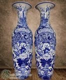  Lọ Lục Bình Phúc Đức Cửu Ngư Men Lam Họa tiết nổi Bát Tràng HL 