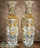  Lọ Lộc bình Phúc Đức Men Rạn Vẽ vàng 24K - Hàng nghệ Nhân Bát Tràng PA 