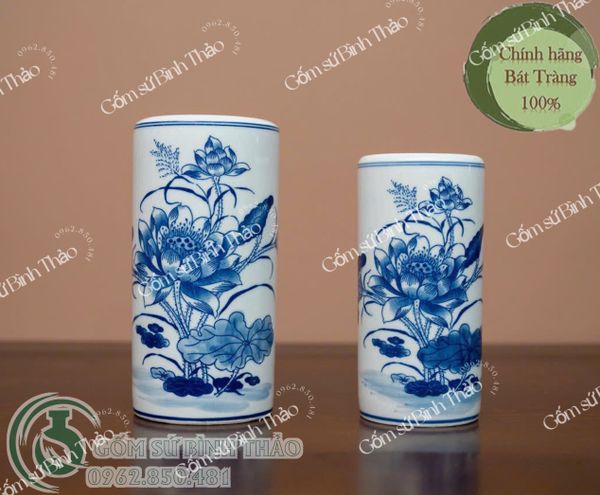  Bộ đồ thờ Bát Tràng men Trắng Họa tiết Lam TY1BH011 