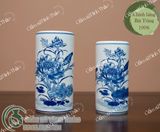  Bộ đồ thờ Thần Tài Bát Tràng men Trắng Họa tiết Lam TYTT002 
