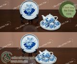  Bộ đồ thờ Thần Tài Bát Tràng men Trắng Họa tiết Lam TYTT001 