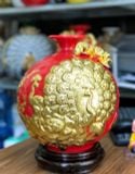  Bình hút lộc Công thành danh toại - Men màu Họa tiết Đắp nổi Dát vàng HLVHCDXDV 